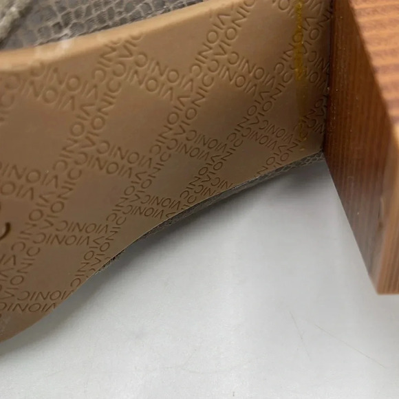 Vionic Bromley Taupe Suede Snake Print Ankle Booties Size 11 2 inch Heel - Picture 7 of 9